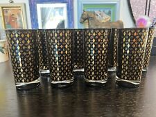 Georges Briard Vintage Black And Gold Highball Glasses Set Of 8 MCM Midcentury picture