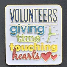 Volunteers Giving Time Touching Hearts Pin  Gold Tone Enamel picture