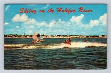 Daytona Beach FL-Florida, Water Skiers And Sailing Fans, Vintage c1971 Postcard picture