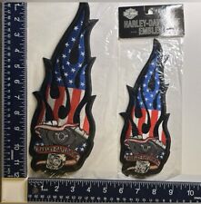 Authentic Vintage Harley-Davidson Motorcycles F Patch / F Emblem LG Med Pair picture