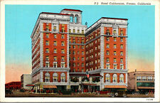 Vtg 1920's Hotel Californian Fresno California CA Linen Postcard picture