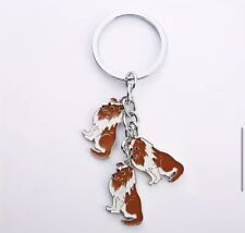 Brand New Aussie Australian Dog Charms Brown And White Keychain Gift picture
