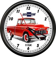 Licensed 1956 56 Chevy Red Step Side Pickup Truck General Motors Wall Clock picture