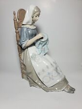 Lladro Embroiderer Woman On Chair Needlepoint Sewing Large Figurine 11