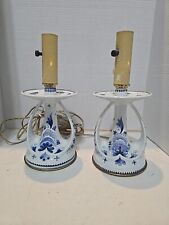 two antique/vintage Delft Blue lamps from early 1900s 11 inch tall Felt bottom picture