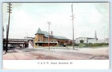 ROCKFORD, Illinois IL ~ Chicago & North Western RAILROAD DEPOT c1910s Postcard picture