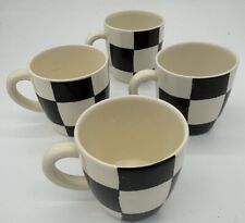 Royal Stafford Chequers Mugs - Set Of 4 - Checkered Black On White Mugs picture