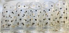 1960's Mid Cenury Mod Atomic Star Highball Beer Glass 22K Gold Black Barware-5 picture