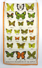 Vintage 70s Butterfly Linen Wall Hanging Art Decor 28x16 Canvas Hippie MOD Boho picture
