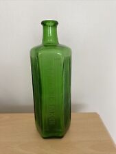 VINTAGE LARGE POISON NOT TO BE TAKEN RIBBED GREEN GLASS 20 OZ BOTTLE 23CM picture