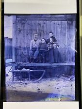 Antique 4x5 Glass Plate Negative Family On A Sleigh In The Winter F7BAK picture