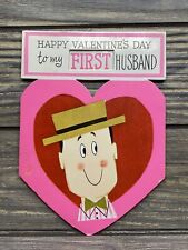 Vintage Valentine’s Day Card Gibson Husband From Wife Pink Heart First Husband  picture