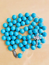 Catholic Virgin Mary Wall Rosary Beautiful Blue Turquoise Stone Beads picture