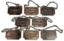 Liquor Decanter Tags Labels Set of 8-pcs Whiskey Bourbon Scotch Gin Copper New picture