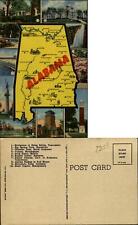 Alabama multi-view map 10 views linen 1940s picture