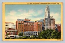 Neil House and Le Veque Lincoln Tower Ohio Postcard George Washington Stamp picture