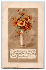 John Winsch Artist Signed Postcard Flower Vase Embossed Passaic New Jersey NJ picture
