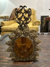 Vintage Gold Gilded Hollywood Regency Ormalu Filigree Perfume Bottle picture