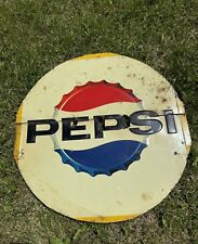 1963 Original Vintage Pepsi Sign Metal Embossed Pepsi Soda Grocery 27