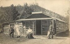c1910 RPPC Sunbeam ID, People by Log Building, Store or Depot, Custer County picture