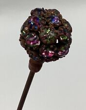 Handcrafted Antique Vintage Style Multi Colored Rhinestone Hat Pin /Hatpin picture