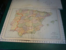 Vintage Original 1898 Rand McNally Map: SPAIN & PORTUGAL aprox 28 x 22