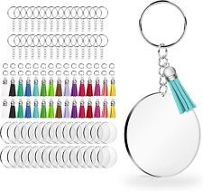 120 Pcs Acrylic Keychain Blank with Key Rings: Tassels Key Chain for Craft,Bulk  picture