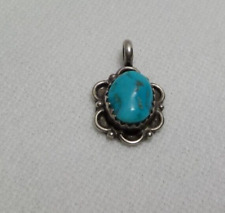 VINTAGE NAVAJO STERLING SILVER TURQUOISE NECKLACE PENDANT RIGGS picture