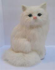 Vintage Real Rabbit Fur Plush White Sitting Kitten (Realistic) 7-1/2 inch Tall picture