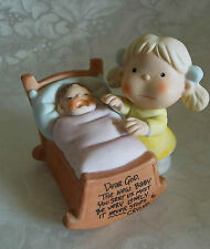 Enesco Dear God Kids New Baby Must Be Lonely Figurine 1982 Ceramic 3 1/2