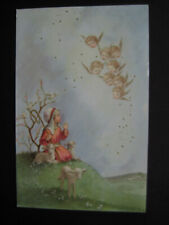 1962 vintage greeting card Reproducta Co. CHRISTMAS Little Shepherd Sees Angels picture