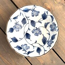Vintage Takahashi Porcelain Blue Floral Noodle Rice Bowl c1940s 6.75” - MINT picture