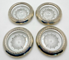 VTG 4Pcs Set By Laben Sterling Silver Glass Coaster Set Does Show Wear From Age picture