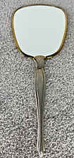 Antique Vintage Hand Held Brass/Silver Victorian Vanity Mirror  13” Long picture
