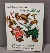 Vintage Birthday Card 1950s Reminder To My Husband Multi Page Used Hallmark Card picture