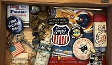 Junk Drawer Lot Railroad Keychain Vtg  Military Hot Wheel Hard Rock Pins picture