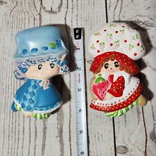Vintage Strawberry Shortcake & Blueberry Muffin Ceramic Figure Set Hand Painted picture