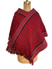 Andean Shamans Hooded Red and Black Poncho- Andean Mountain Textile picture