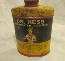 DR HESS MEDICATED POWDER Antique Advertising Tin 1920s~Family~Farm~Horse  10oz picture