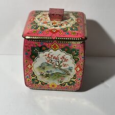 VINTAGE Baret Ware pink cherry blossom metal tea tin item no 119 Made in England picture