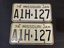 MISSOURI LICENSE PLATE PAIR 1974 74 JANUARY A1H 127 picture
