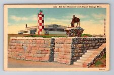Billings MT-Montana, Bill Hart Monument And Airport, Antique, Vintage Postcard picture