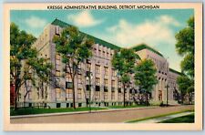 Detroit Michigan Postcard Kresge Administrative Building Exterior c1940s Vintage picture