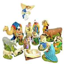 19 Piece Nativity Figure Set Plaster Hand Painted Set 8 in Holy Family Vintage picture