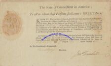 Jonathan Trumbull Jr signed Connecticut commission to be probate judge 1806 picture