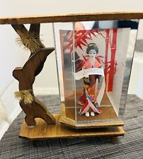 Vintage Japanese geisha girl scene in wooden/glass box . picture