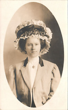 WOMAN WITH BIG HAT antique real photo postcard rppc SIOUX FALLS SOUTH DAKOTA SD picture