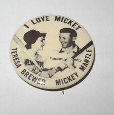 Vintage Reproduction I Love Mickey Mantle Song Music Souvenir Stadium Pin Button picture