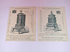 (2) Late 1890's Michigan Stove Co. Art and Acme Garland Base Burner Trade Cards picture
