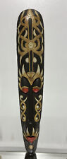 VTG. LG. Hand Painted INDONESIAN CARVED WOODEN FACE MASK Sculpture Statue picture